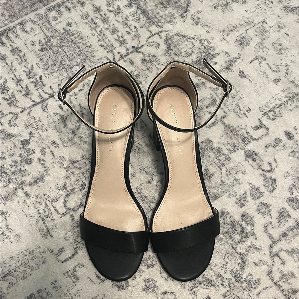 Kelly & Katie Black Ankle Strap Heels